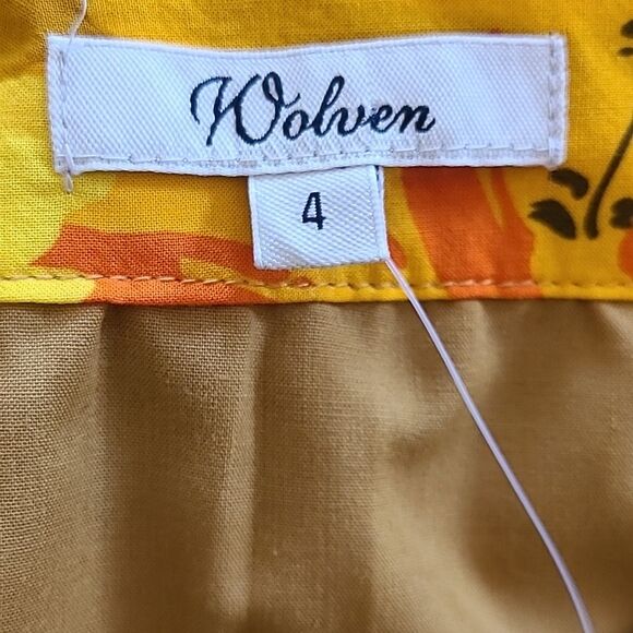 Anthropologie Mavis Tiered Floral Midi Skirt Yellow & Orange Size 4 - Picture 9 of 13